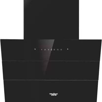 Khaitan Orfin 90CM Motion Sensor and Hydraulic Glass(FERN) Auto Clean Wall Mounted BLACK 1400 CMH Chimney