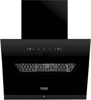 Hindware Olenna Autoclean 60 Auto Clean | Inclined | Filterless | Touch Control, Motion Sensor | Powerful Suction | Wall Mounted Black 1200 CMH Chimney