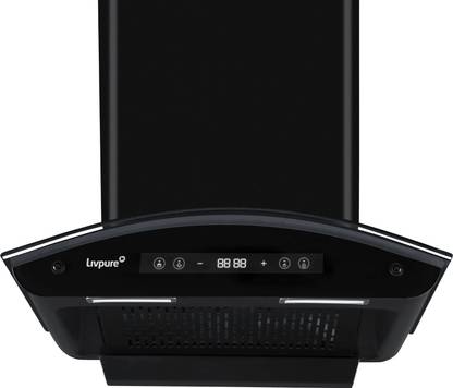 LIVPURE LIV-INVICTO-60-FL-BLDC-HAC Auto Clean Filterless Auto-clean Chimney With BLDC Motor | 9 Speed With RPM Display |Touch & Gesture Control | Powerful Suction | Low Noise Wall Mounted Black 1400 CMH Chimney