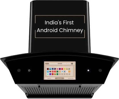 Beyond Appliances Asteria 60cm Android Chimney Filter-Less Auto Clean Filterless |Smart Screen & Speaker | Touch Control | Android Chimney Wall Mounted Black 1408 CMH Chimney