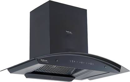 Hindware ZINNIA BLK 75 MaxX SILENCE CHIMNEY | Filterless | 32% Less Noise | Auto Clean Wall Mounted Black 1350 CMH Chimney