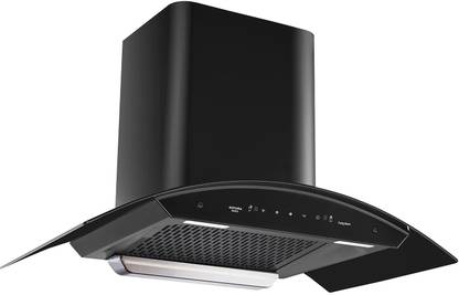 Kutchina Vento 75 CM Chimney for Kitchen Intelligent Autoclean Auto Clean Wall Mounted Black 1400 CMH Chimney