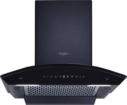 Whirlpool CGFL PRO 604 HAC BK HOOD Auto Clean Curved Glass 60 cm| 11 Years Motor Warranty| Heat Autoclean| Gesture Control| Filterless|Powerful Suction | Low Noise Wall Mounted Black 1600 CMH Chimney