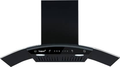 LIVPURE Elega-90 Auto Clean Curved Glass 90 cm| 6 Years Motor Warranty|Heat Autoclean| Gesture Control| Baffle Filter|Powerful Suction | Low Noise Wall Mounted Black 1300 CMH Chimney