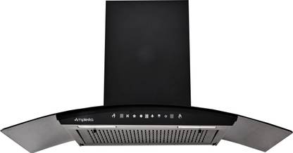 Amplesta Stella Auto Clean Curved 90cm, Touch & Gesture Control, Filterless, Low Noise Auto Clean Wall Mounted Black 1350 CMH Chimney