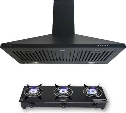 RUWA COMBO-AVA-RLGS3 Wall Mounted Black 1350 CMH Chimney