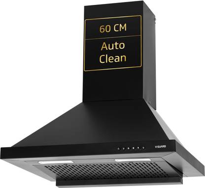 V-Guard P10 Auto Clean 60cm| Push Button Control Wall Mounted Black 1200 CMH Chimney