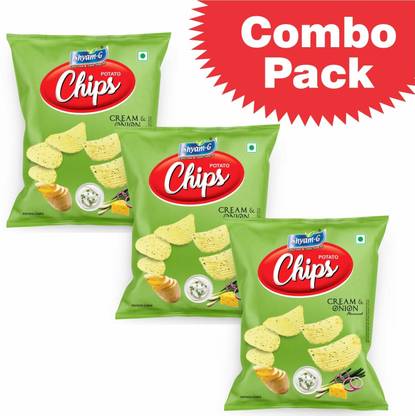 SHYAMG Potato Chips - Cream Onion Flavour, Pack of 3 Chips