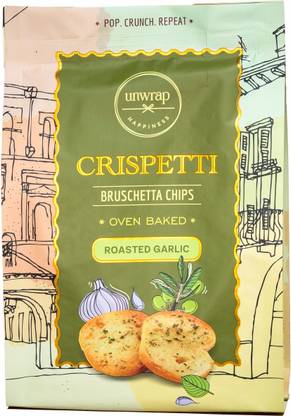 Unwrap Happiness Crispetti Roasted Garlic Rusk | Crispy Toasted Biscuits for Kids Chips