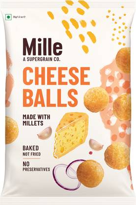 Millé: A Supergrain Co. Cheese Balls, Made with Millets, Not Fried, No Preservatives, Healthy Snacks Puffcorn