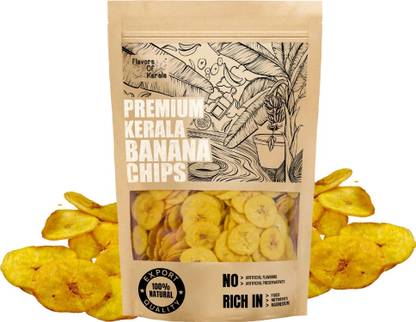 FLAVORS OF KERALA Premium Kerala Banana Chips Wafers In Coconut Oil | Thin, Crispy, Snack,