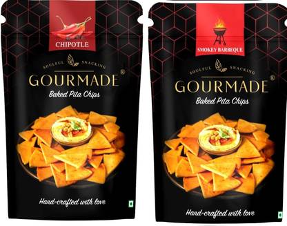 Gourmade Baked Pita Chips | Chipotle And Smokey Barbeque | Pack of 2| Chips