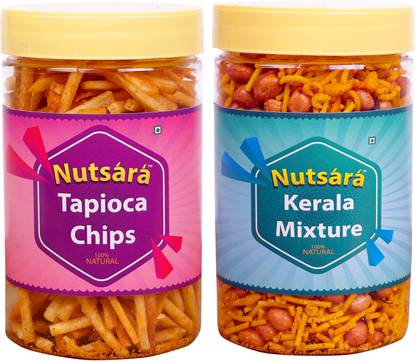 nutsara Kerala Mixture (200g)and Tapioca Chips (125g)Combo (325GM) Chips