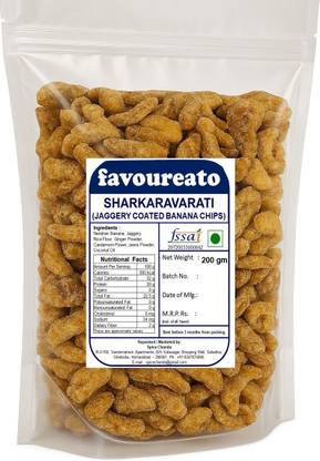Favoureato Sharkaravaratti (Jaggery Coated Banana Chips) - 200 gm Chips