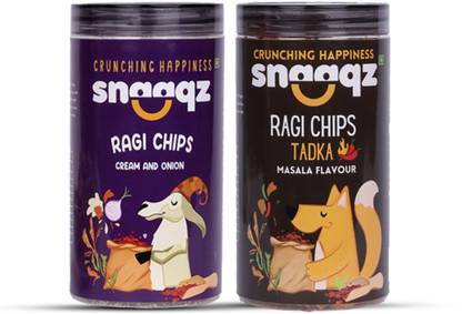 Snaaqz Ragi Cream & Onion + Ragi Masala Chips