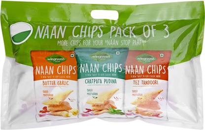 Wingreens Farms Naan Butter Garlic, Chatpata Pudina, Tez Tandoori Chips