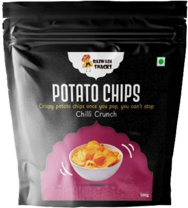Rajwadi Snacks Potato Chips | Red Chilli Aloo Chips | 500g | Hot Chips | Potato Wafer Spicy Chips