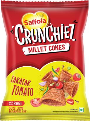 Saffola Crunchiez (Munchiez) Ragi Takatak Tomato, Tasty and Healthy Snacks Chips