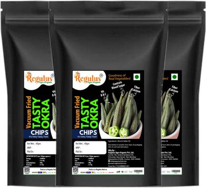 regulus Okra Vacuum Fried Chips | 40gx3pack | Fasting Chips | High Fiber- Low-Oil Chips