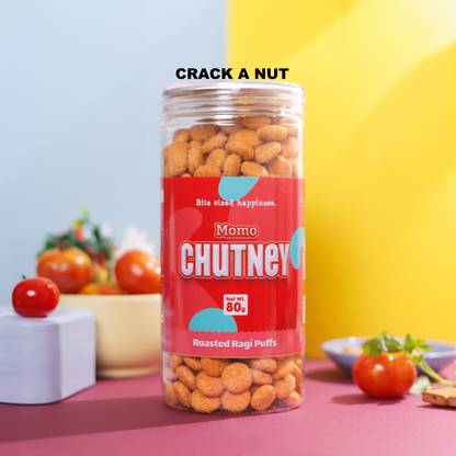 CRACKANUT Roasted Ragi Puff / Momo Chutney Puff / High Protein / Healthy / Gluten-Free Puffcorn