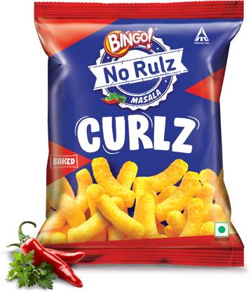 Bingo No Rulz Masala Curlz - Masala Flavoured Light & Tasty Baked Puffs Puffcorn