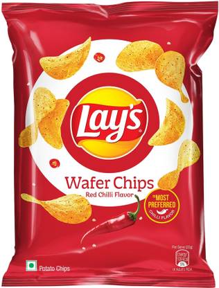 Lay's Wafer Style Potato Chips , Sundried Chilli, Crispy Thin Chips Snacks Chips