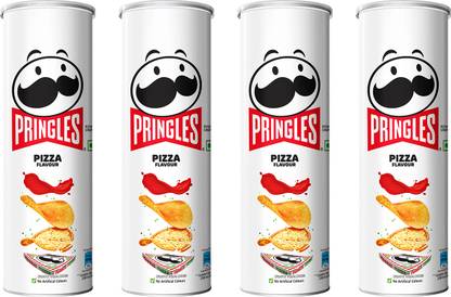 Pringles Potato Chips Pizza Flavor Pack of 4, Crispy Snack for Movie & Game Nights Chips