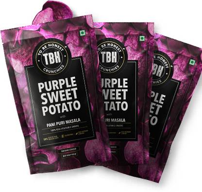 To Be Honest Vegetable Chips|Purple Sweet Potato with Pani Puri Masala-Pack of 3 (90*3 gm) Chips