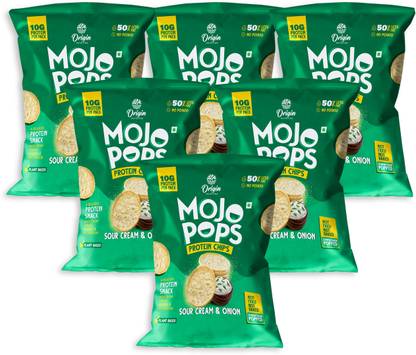 Origin Nutrition Mojo Pops Plant Based Protein Chips Sour Cream & Onion Flavour(Pack of 6) Chips