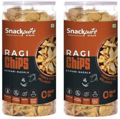 SNACKPURE BY ZUARI Achari Flavour Ragi Chips | Palm Oil free Chips