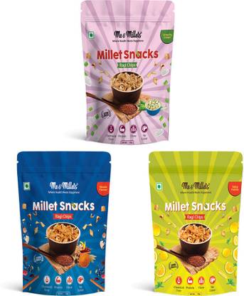 ME & MILLETS Millets Snacks Packs Ragi Chip Crunchy Cream 80g (Pack of 3) Chips