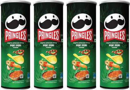 Pringles Potato Chips Peri Peri Flavor Pack of 4, Crispy Snack for Movie & Game Nights Chips