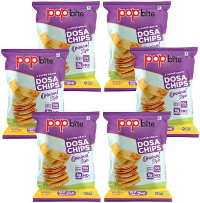pop bite dosa chips Pop Bite Original Style Dosa Chips|Crunchy,Tasty&Crispy Chips (100g × Pack of 6) Chips
