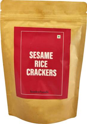 BASKA FOODS Sesame Rice Crackers, Crispy & Crunchy Snacks Crackers