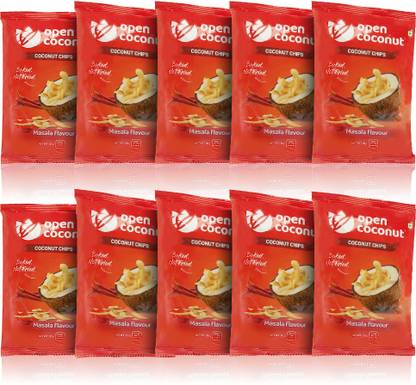open coconut No Preservatives Vegan Fresh Snacks Baked Premium Masala Flavour Coconut Chips