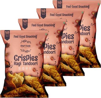 Khari Foods Tandoori Ragi Crispies, Healthy Snacks Chips, High Fibre, No Palm Oil, No Maida Chips