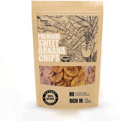 FLAVORS OF KERALA (FOK) Sweet Banana Chips in Coconut Oil|No Added Sugar|Naturally Sweet Chips