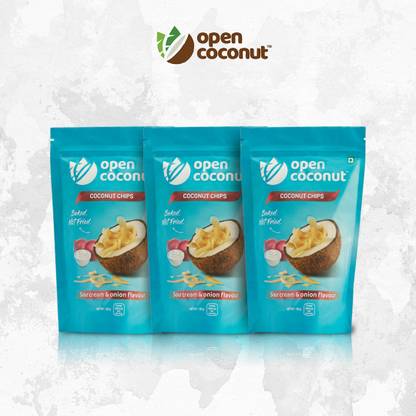 open coconut No Preservatives Fresh Baked Premium Sour Cream & Onion Flavour Coconut Chips