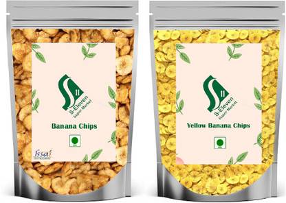 S Eleven Super Market Combo of Crunchy Masala & Yellow Kerala Banana Chips(250 gms X Pack of 2) Chips