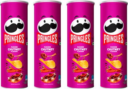 Pringles Potato Chips Fusion Chutney Flavor Pack of 4, Crispy Snack for Game Nights Chips