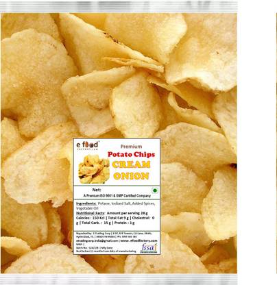 E Food Factory Cream Onion Potato Chips 1 kg Chips