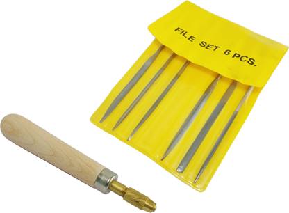 HAMMER MAN 7 Piece Jewelers File Set Files Needle Watchmaker Tools Sharp Edge Handle Combination Chisel Set