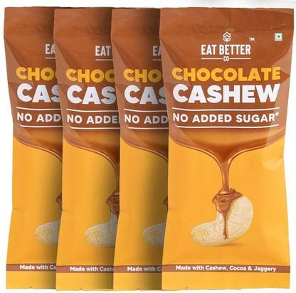 EAT BETTER CO Chocolate Coated Cashews - No Added Sugar & 100% Natural - Healthy Energy Snack Bites