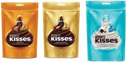 HERSHEY'S Kisses Almonds,CNC Chocolate, Milk Chocolate 33.6 g PACK OF 3 Fudges