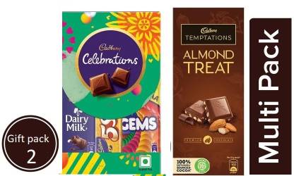 Cadbury Celebrations 62g & Temptation Almond Treat Chocolate 72g pack of 2 Bars