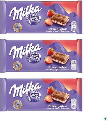 milka Strawberry Made From 100 Percent Alpine Milk Chocolate With Skimmed Milk Bars