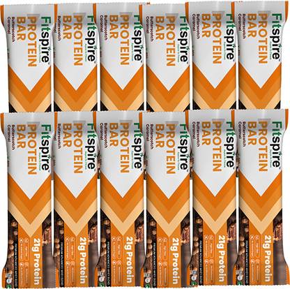 Fitspire Protein Bar - Butter scotch Caramel 60gm |20.5 gm Whey Blend Protein muscle gain Protein Blends