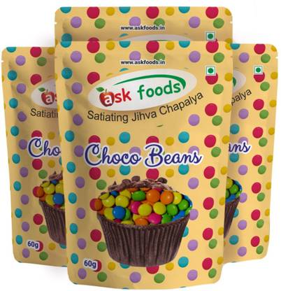 Ask Foods Choco Beans Gems Pack of 4 (60g X 4) Crackles