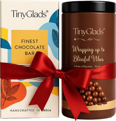 TinyGlads Coffee Rain Chocolate Jar with Tangy Cranberry Bars, Truffles