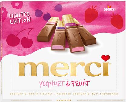 storck Merci Limited Edition Assorted 4 Varieties Of Yoghurt & Fruit Chocolates Schoko Bars